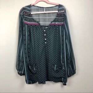Free people boho blouse size M embellished sheer